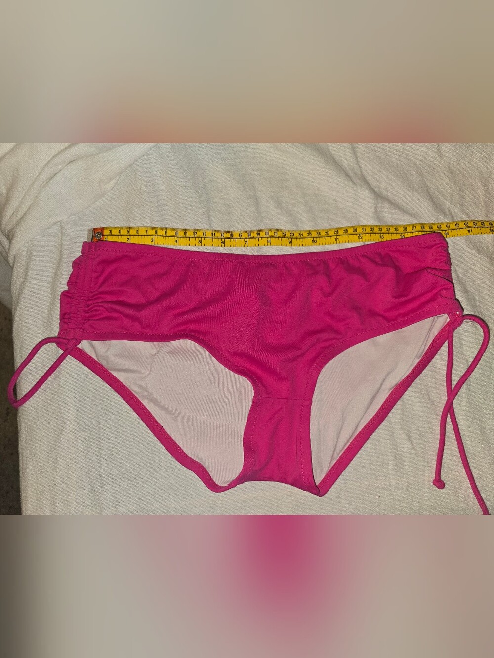 VS Bright Pink Ruched Side Tie Swim Bottoms